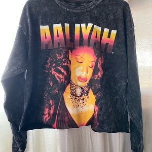 Smokey Grey/black Aaliyah Crop top